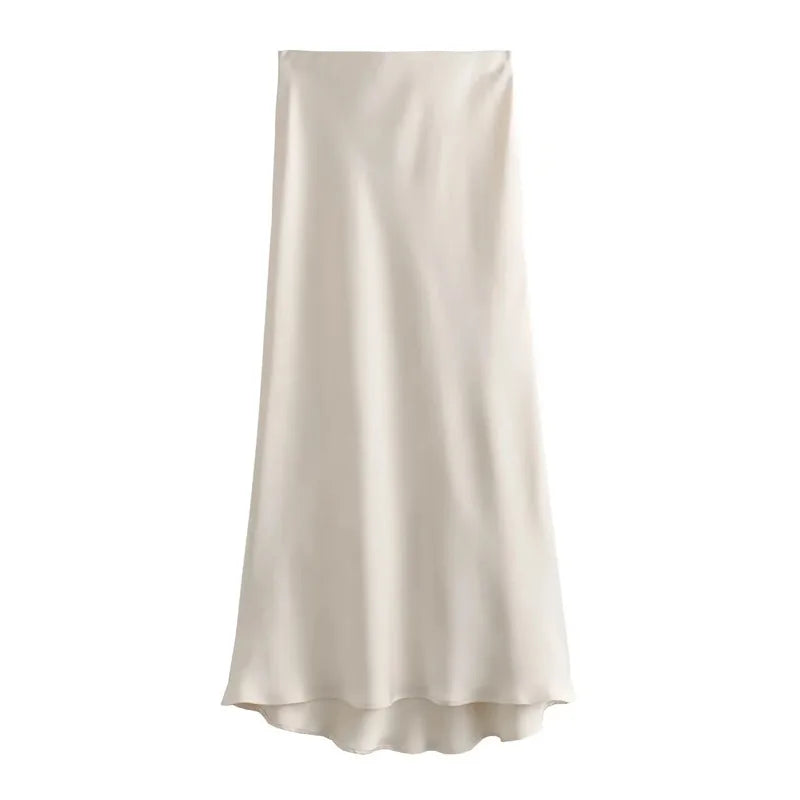 Woman Satin Skirt Women High Waist
