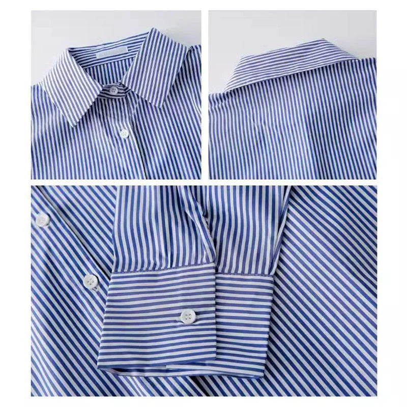 Classic Striped Woman Spring Autumn Blouses Shirt